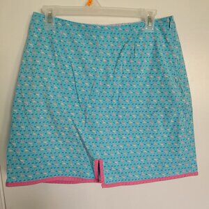 Vintage 90s Tommy Hilfiger Golf Flamingo Print Cotton Skort Blue Pink Size 8